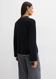 Gebreide vest van wolmix met contrasterende details, bonprix