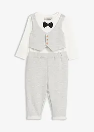 Feestelijk setje met romper, vlinderdas en broek van puur biologisch katoen (3-delig setje), bonprix