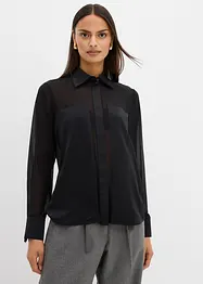 Overhemdblouse met inzetstuk van satijn, bonprix