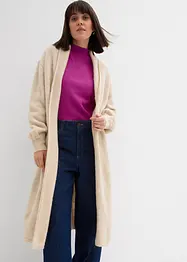 Lang gebreid vest in harige look, bonprix