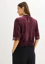 Shirt van fluweel met kant, bonprix