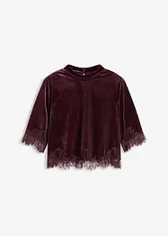 Shirt van fluweel met kant, bonprix