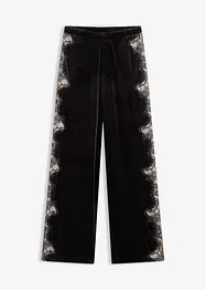 Marlene Dietrich broek van zacht fluweel met inzetstuk van kant, bonprix