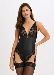 Stringbody in wetlook met afneembare jarretals, bonprix