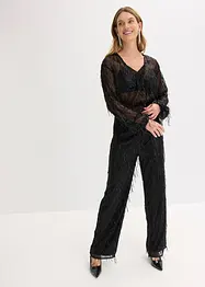 Paillettenblouse met franjes, bonprix