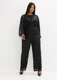 Paillettenblouse met franjes, bonprix
