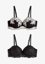 Balconette bh met tweekleurig kant (set van 2), bonprix
