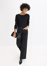 Wide leg broek van stretch katoen, bonprix