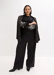 Fijngebreide trui met pailletten op de mouwen, bonprix