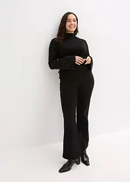 Fijn gebreide trui met versierde trompetmouwen, bonprix