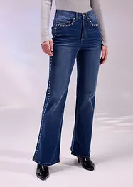 Flared jeans met studs, high waist, bonprix