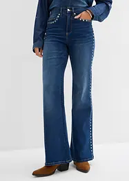 Flared jeans met studs, high waist, bonprix
