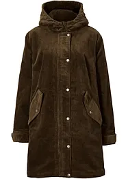 Warme corduroy parka met teddy voering in capuchon, A-lijn, bonprix