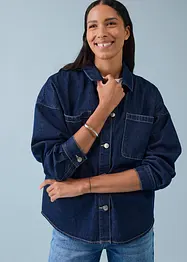 Oversized denim shacket van biologisch katoen, bonprix