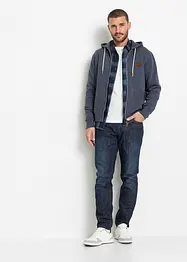 Sweatvest met capuchon en imitatieleleren details, bonprix