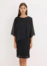 Mini jurk van kant met cape van fijne chiffon, bonprix