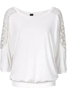 Oversized shirt met kant in een viscosemix, bonprix