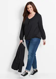 Katoenen longsleeve met elastiek van katoen, bonprix