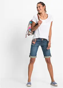 Jeansshort met mid waist, bonprix