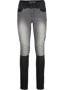 Skinny jeans tweekleurig in bikerstijl, bonprix