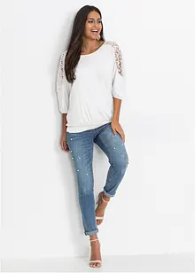 Oversized shirt met kant in een viscosemix, bonprix