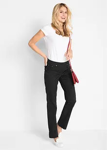 Mid waist jeans met geribde band, straight, bonprix