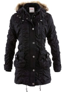 Sneeuwwitje Geef rechten Monarchie Sportieve winterjas met imitatiebont - zwart