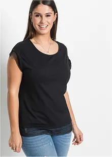 Boxy shirt met kant, bonprix