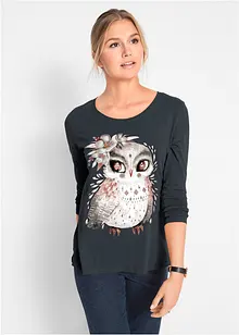 Katoenen longsleeve met uilenprint, bonprix