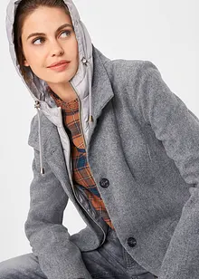 Korte coat in wollen look, in layerlook, bonprix