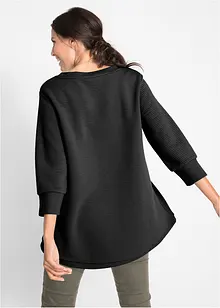 Lange sweat tuniek met structuur in A-lijn, 3/4 mouw, bonprix