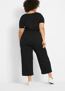 Jersey jumpsuit met V-hals, korte mouw, bonprix