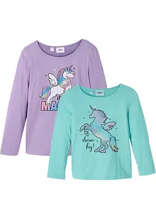 Meisjes longsleeve (set van 2) van biologisch katoen, bonprix