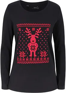 Katoenen longsleeve met kerstmotief, bonprix