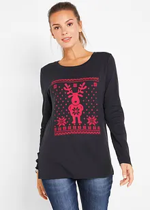 Katoenen longsleeve met kerstmotief, bonprix