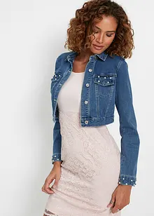 Denim bolero met parels, bonprix