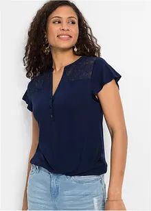 Henley shirt in een viscosemix, bonprix