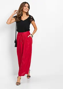 Viscose maxi rok met comfortband en strikkoordjes, bonprix