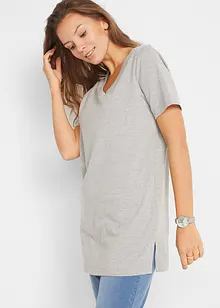 Basic longshirt (set van 2) met V-hals en korte mouwen, bonprix