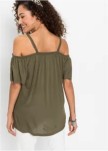 Cold shoulder shirt met kant, bonprix