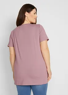 Basic longshirt (set van 2) met V-hals en korte mouwen, bonprix