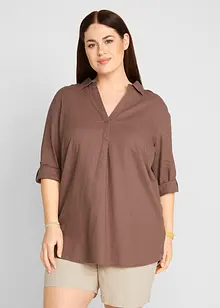 Blouse met linnen en 3/4 mouwen, bonprix