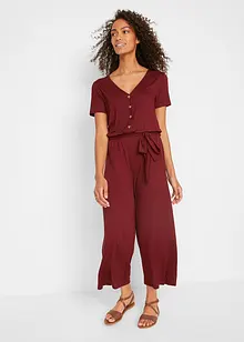 Jersey jumpsuit met V-hals, korte mouw, bonprix