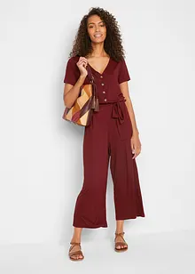 Jersey jumpsuit met V-hals, korte mouw, bonprix