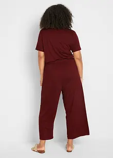 Jersey jumpsuit met V-hals, korte mouw, bonprix