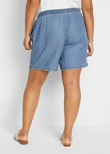 Lichte denim short met linnen en comfortband, extra wijd, bonprix