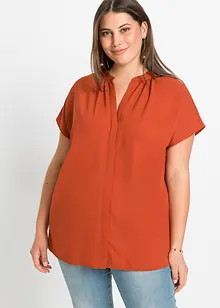 Blouse met korte mouwen en blinde knoopsluiting, bonprix