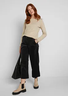 Wijde stretch corduroy culotte met high-waist comfortband, 7/8 lengte, bonprix