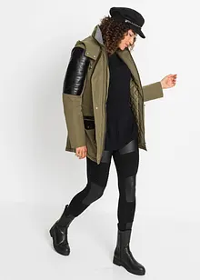 Parka met imitatieleer, bonprix