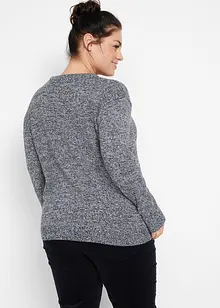 Gebreide, gemêleerde trui met ronde hals, bonprix